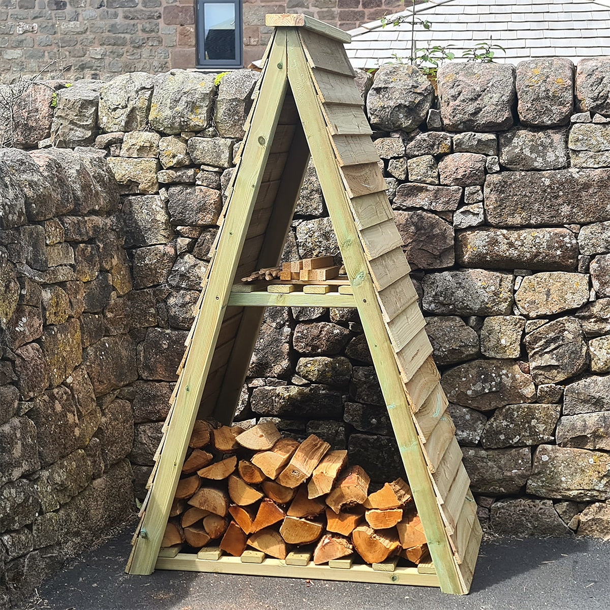 Churnet Valley Triangle Wooden Log Store - Image 1