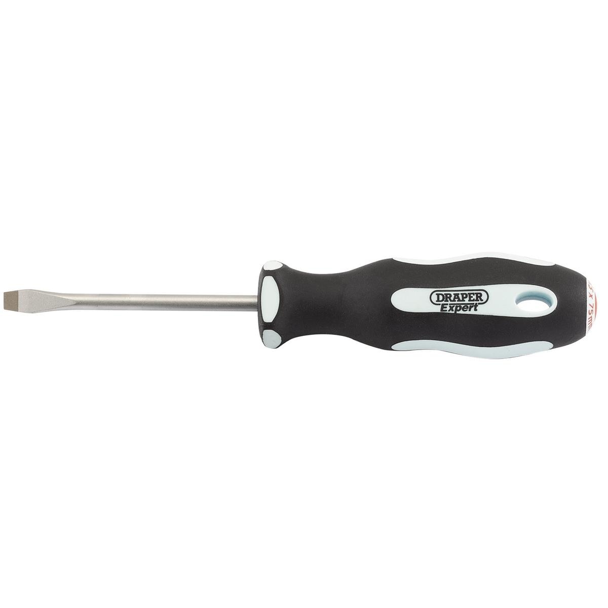 Draper Plain Slot Soft Grip Screwdriver, 5.5 x 75mm - Image 1