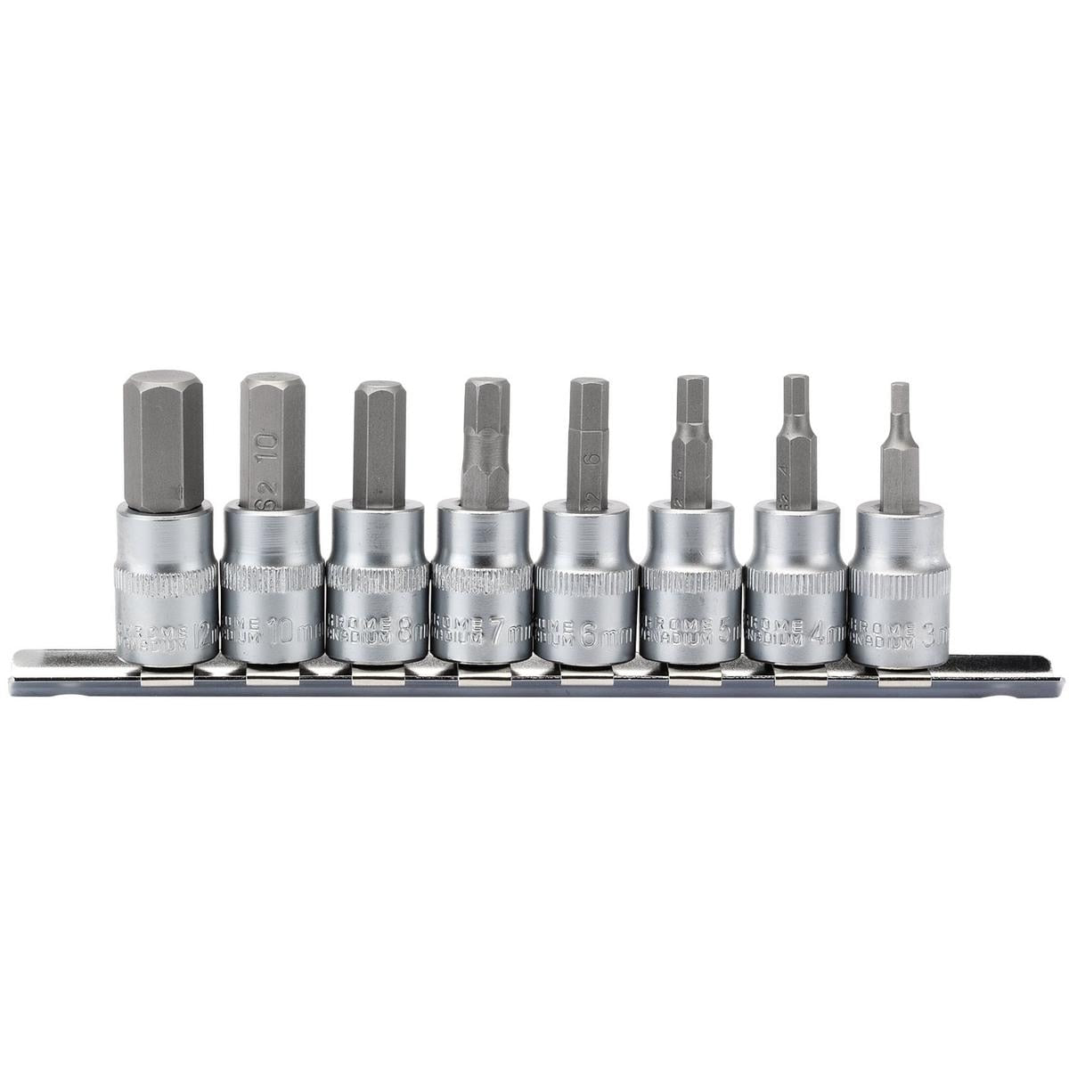 Draper Metric Hex. Socket Bit Set, 3/8" Sq. Dr., 48mm (8 Piece) - Image 1