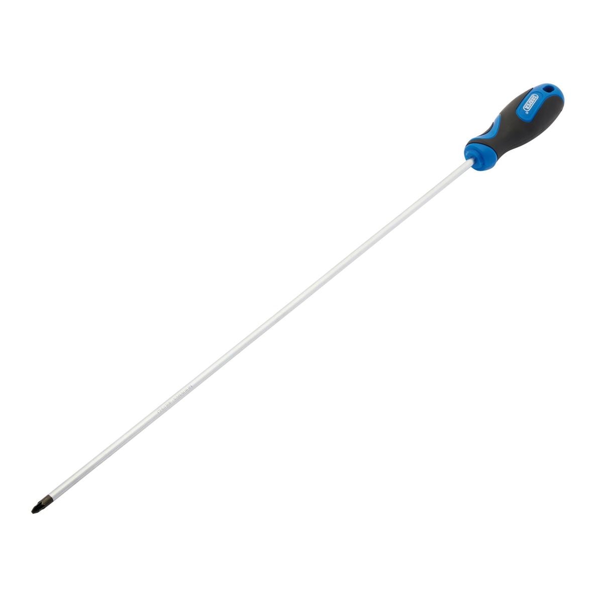 Draper Extra Long Reach Soft Grip PZ Type Screwdriver, No.2 x 450mm - Image 1