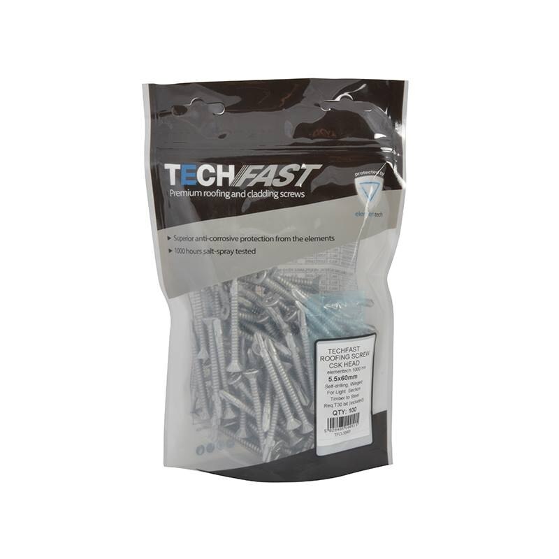 Forgefix TechFast Roofing Screw Timber - Steel Light Section 5.5 x 60mm Pack 100 - FORTFCL5560 - Image 5