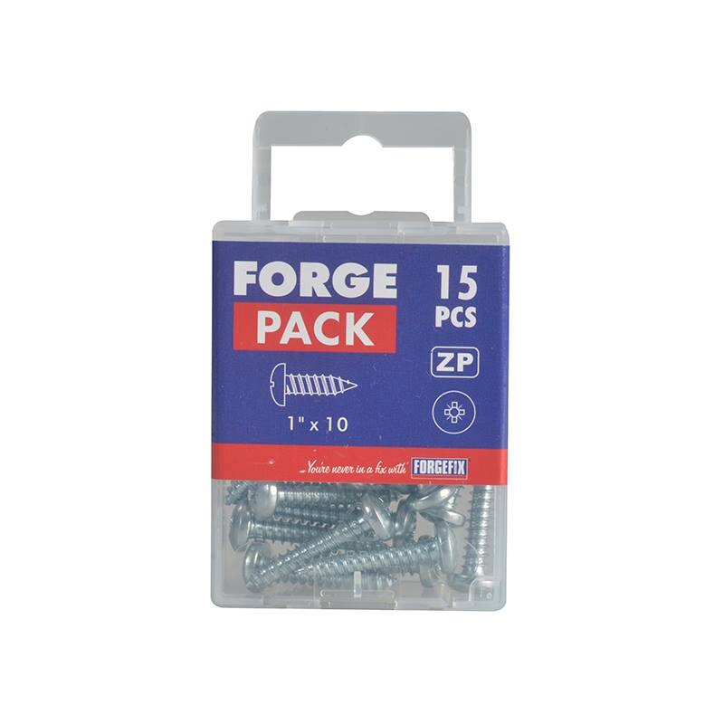 Forgefix Self-Tapping Screw Pozi Compatible Pan Head ZP 1in x 10 ForgePack 15 - FORFPS110Z - Image 2