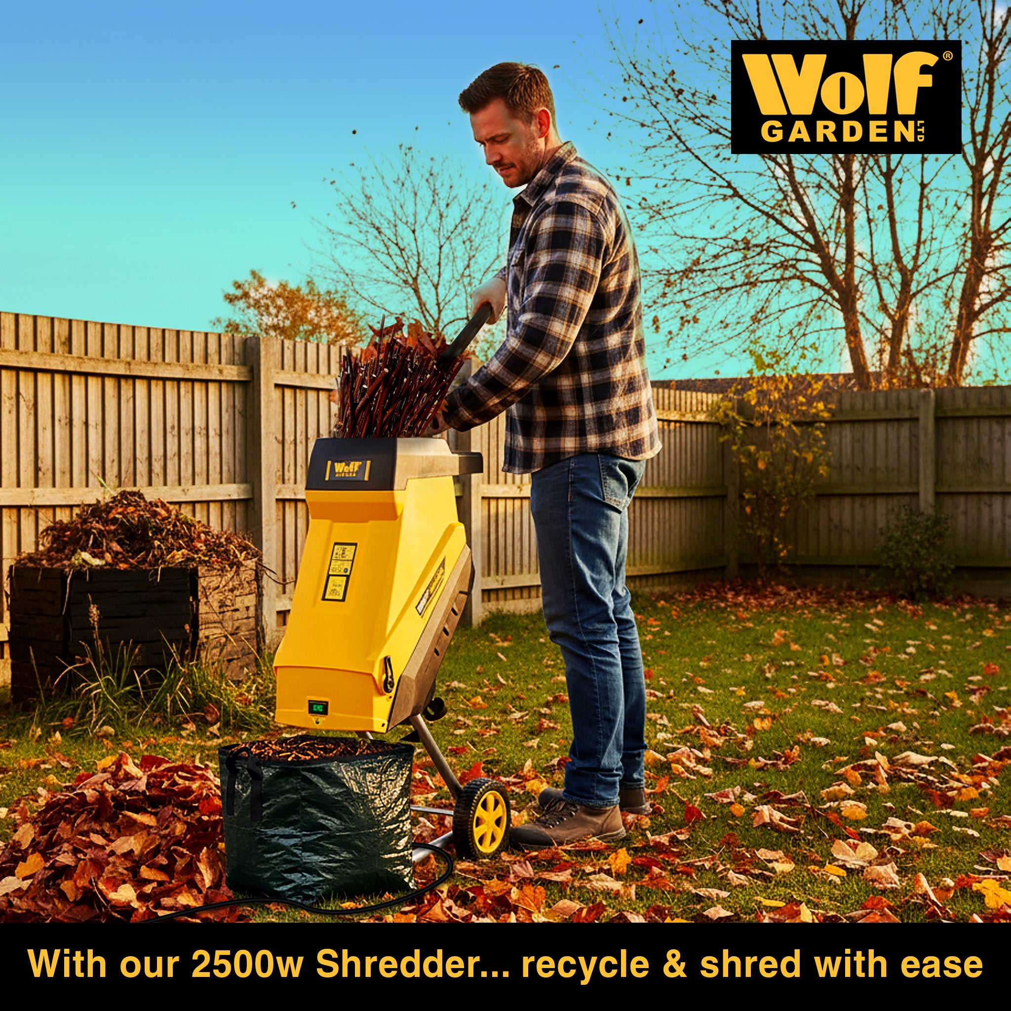 Wolf Garden 2500w Electric Shredder with 45L Collection Bag