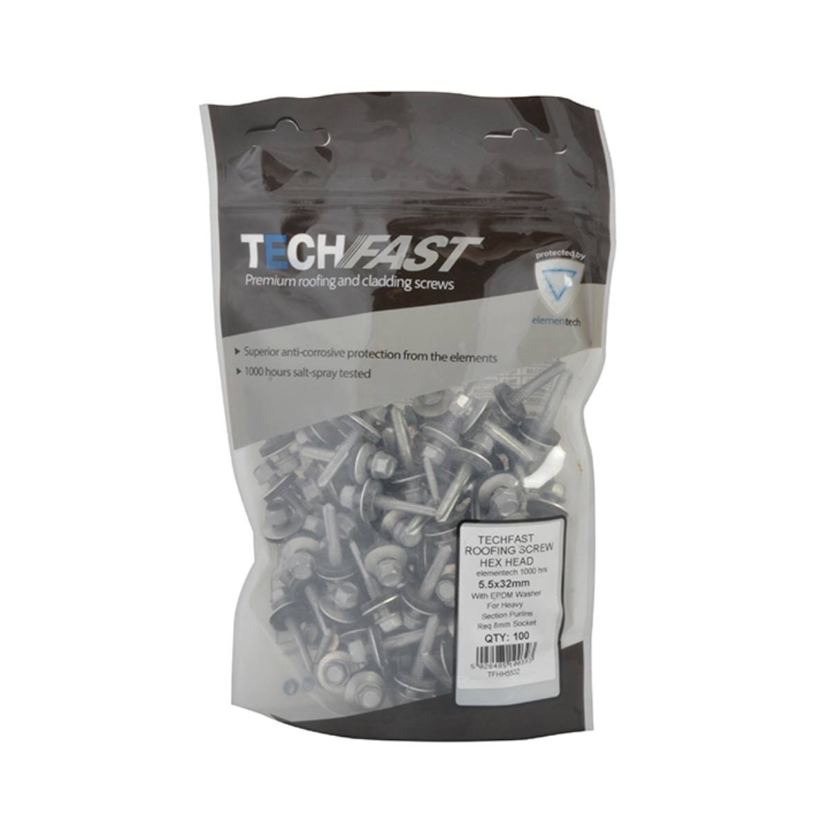 Forgefix Techfast Roofing Screws with Rubber Washer 5.5 x 32mm (Box 100) - FORTFHH5532 - Image 4