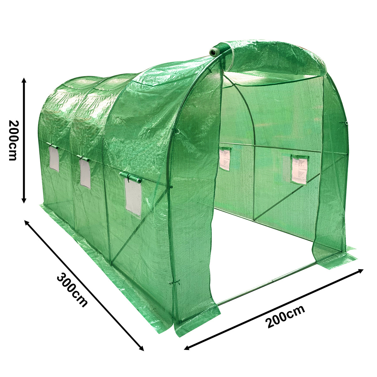 Wolf 3m x 2m Greenhouse Polytunnel Walk-In Garden Growhouse - Green