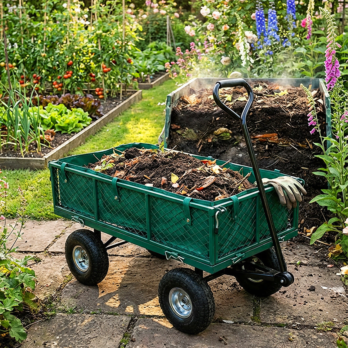 Wolf 200kg Heavy Duty Garden Cart Steel Mesh Trolley