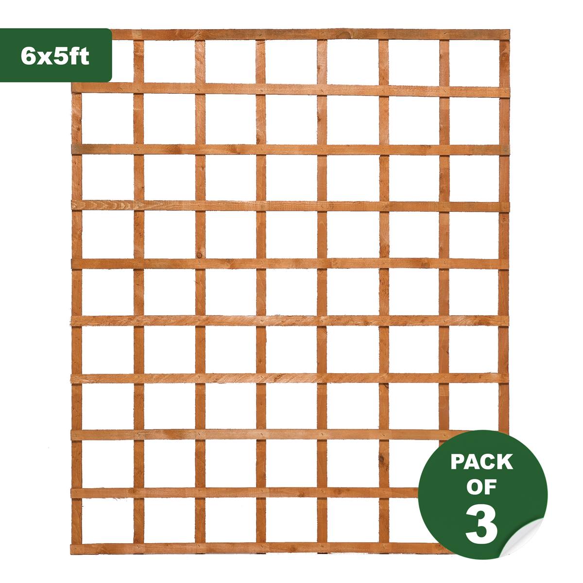 Rowlinson 6_5ft Heavy Duty Trellis Dip Treated - Pack of 3 - Image 1