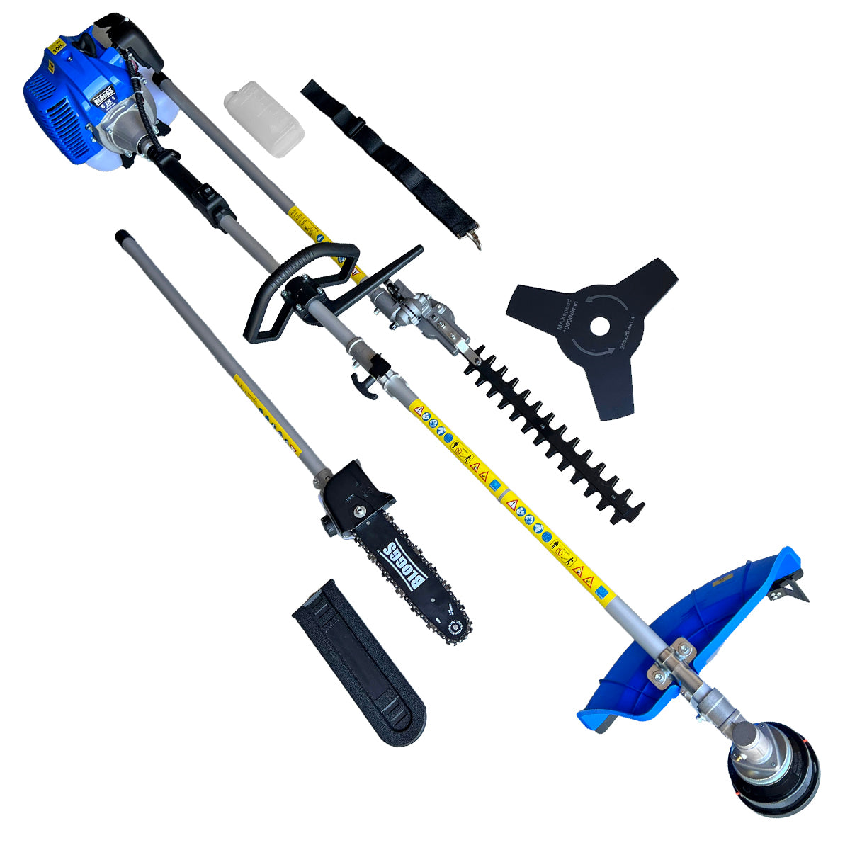 Bloggs 4-in-1 Petrol Garden Multi-Tool, Brushcutter, Grass Trimmer, Hedge Trimmer & Pruner
