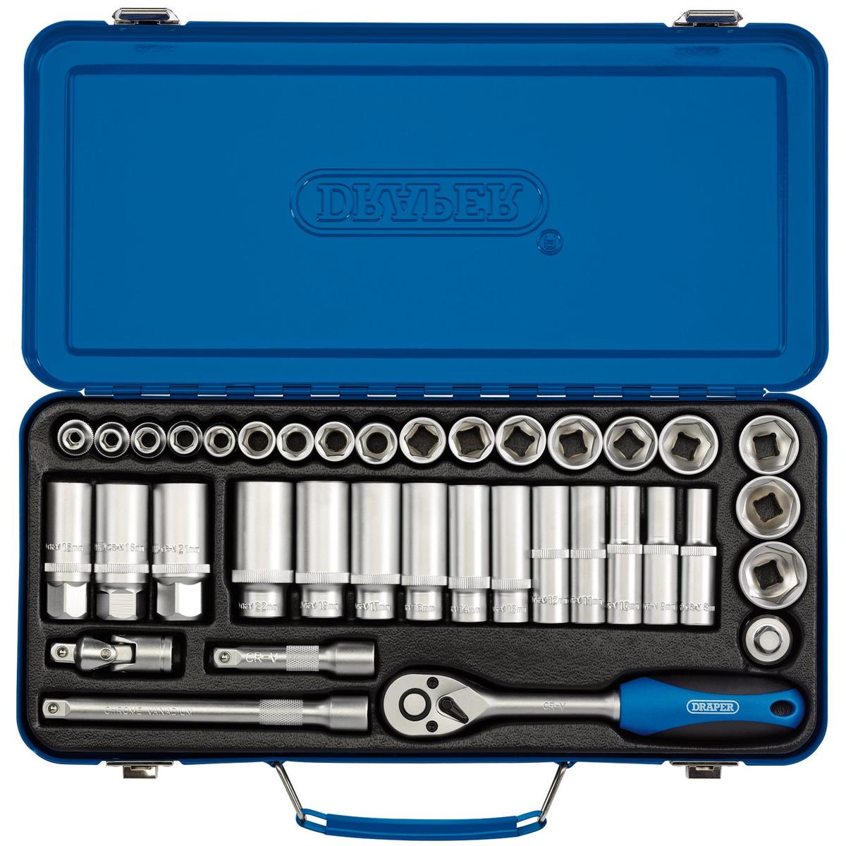 Draper Metric Socket Set, 3/8" Sq. Dr. (37 Piece) - Image 1