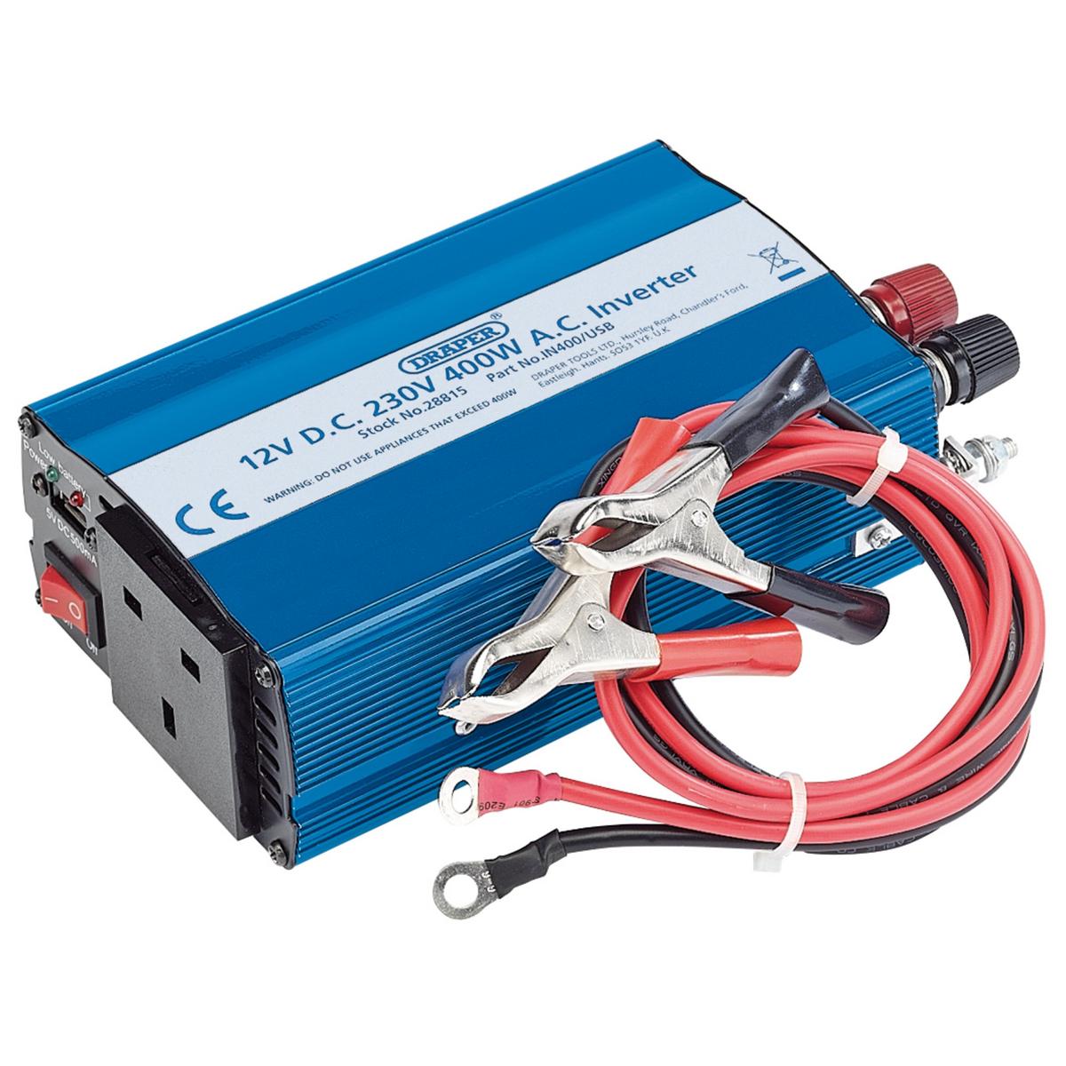 Draper 12V DC-AC Inverter, 400W - Image 2