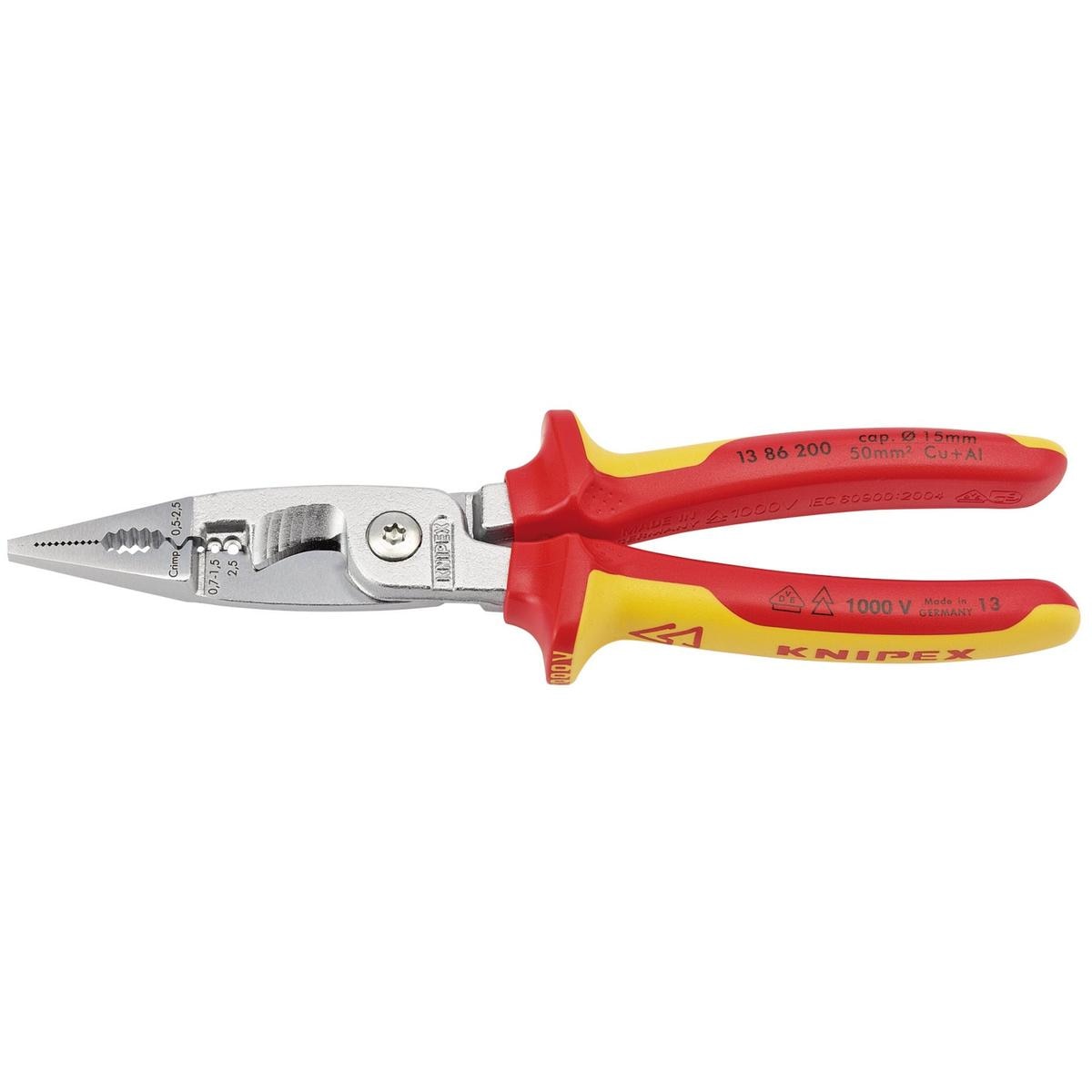 KNIPEX 13 86 200 SB VDE Electricians Universal Installation Pliers, 200mm - Image 1