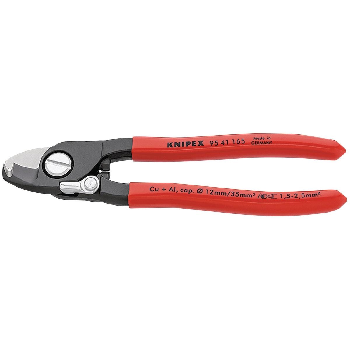 KNIPEX 95 41 165SBE Copper or Aluminium Only Cable Shear with Sprung Handles, 165mm - Image 1