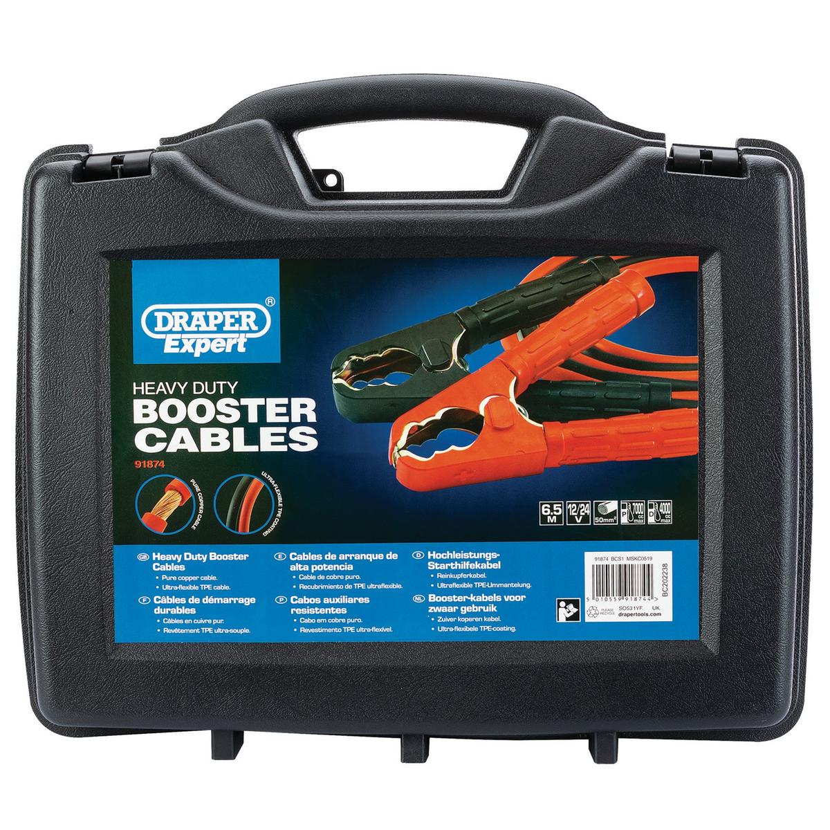 Draper Expert Heavy Duty Booster Cables, 6.5m x 50mm_ - Image 2