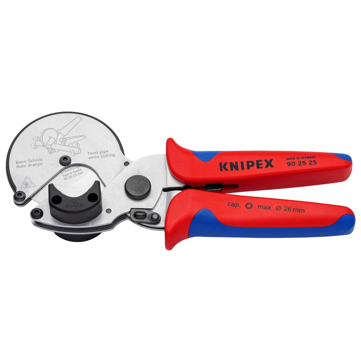 KNIPEX 90 25 25 Pipe cutter for composite and plastic pipes with multi-component grips 210mm - Image 1