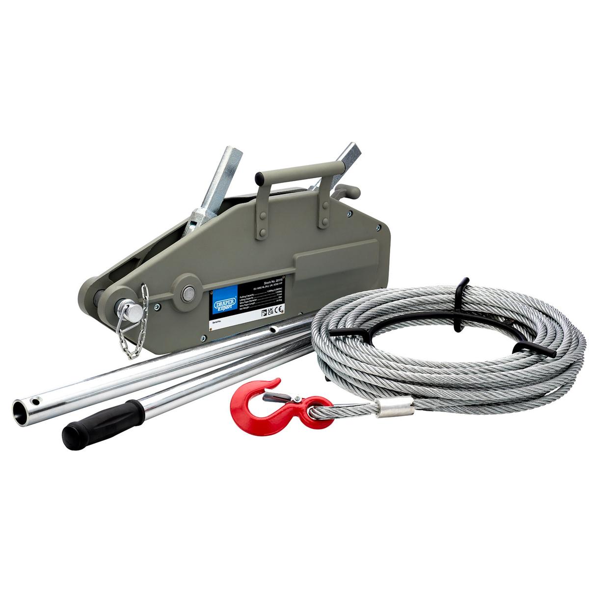 Draper Expert Wire Rope Puller, 1600kg - Image 1