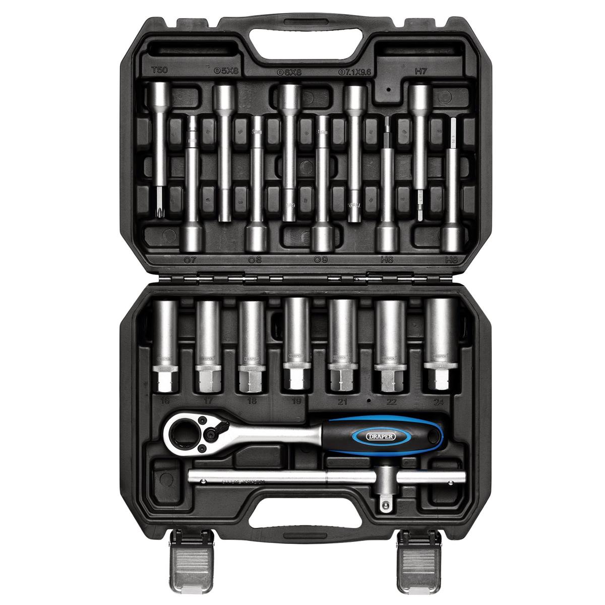 Draper Shock Absorber Strut Nut Kit, 1/2" Sq. Dr. (19 Piece) - Image 2