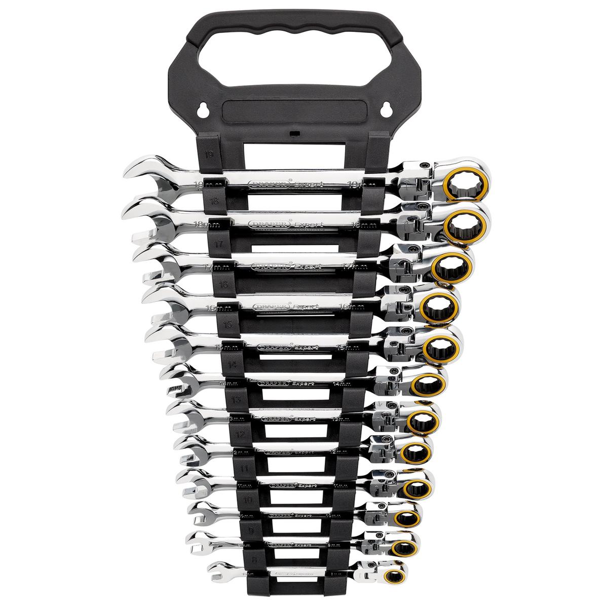 Draper Expert HI-TORQ Metric Flexible Head Ratchet Combination Spanner Set (12 Piece) - Image 2
