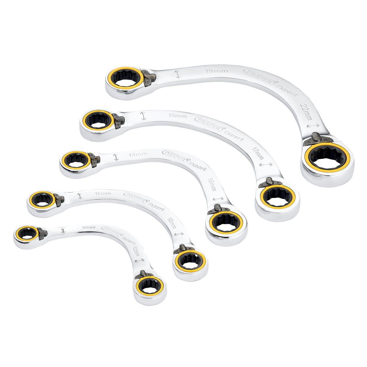 Draper Expert HI-TORQ Double Ring Ratchet Half Moon Spanner Set (5 Piece) - Image 1