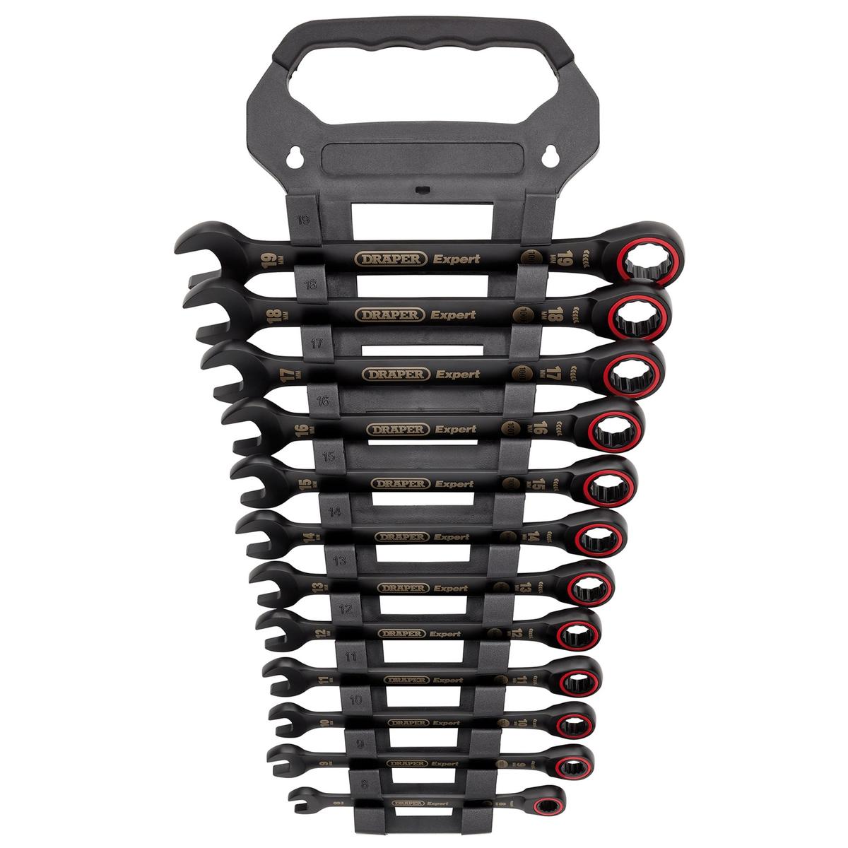 Draper Expert HI-TORQ Metric Ratchet Combination Spanner Set, Black (12 Piece) - Image 2