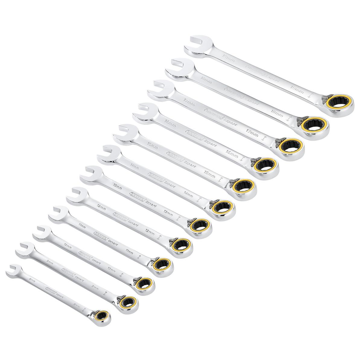 Draper Expert HI-TORQ Metric Reversible Ratchet Combination Spanner Set (12 Piece) - Image 1
