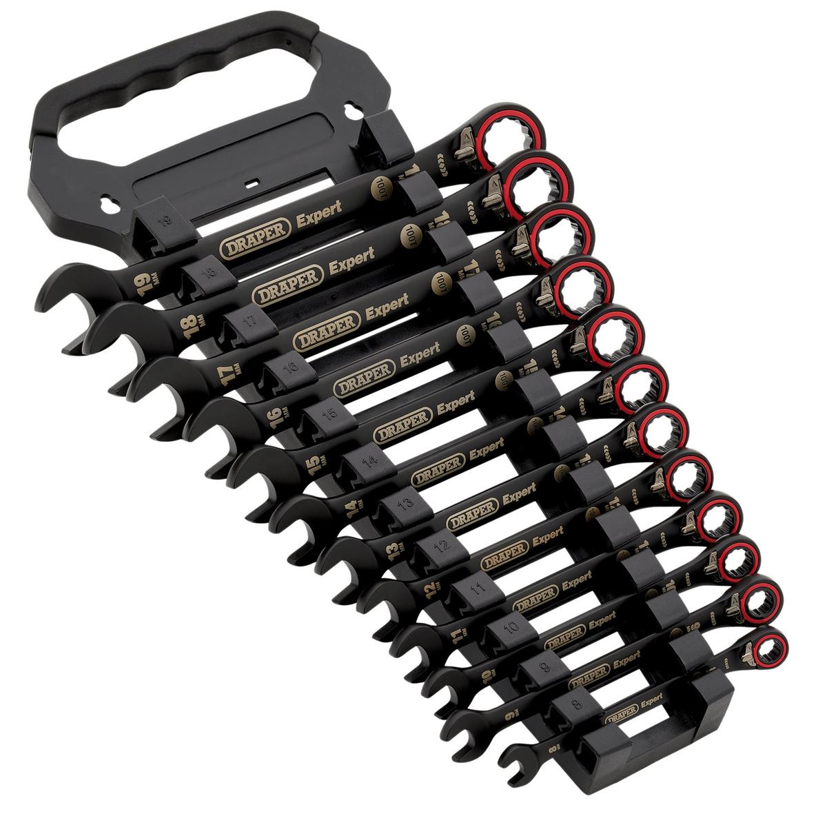Draper Expert HI-TORQ Metric Reversible Ratchet Combination Spanner Set, Black (12 Piece) - Image 2