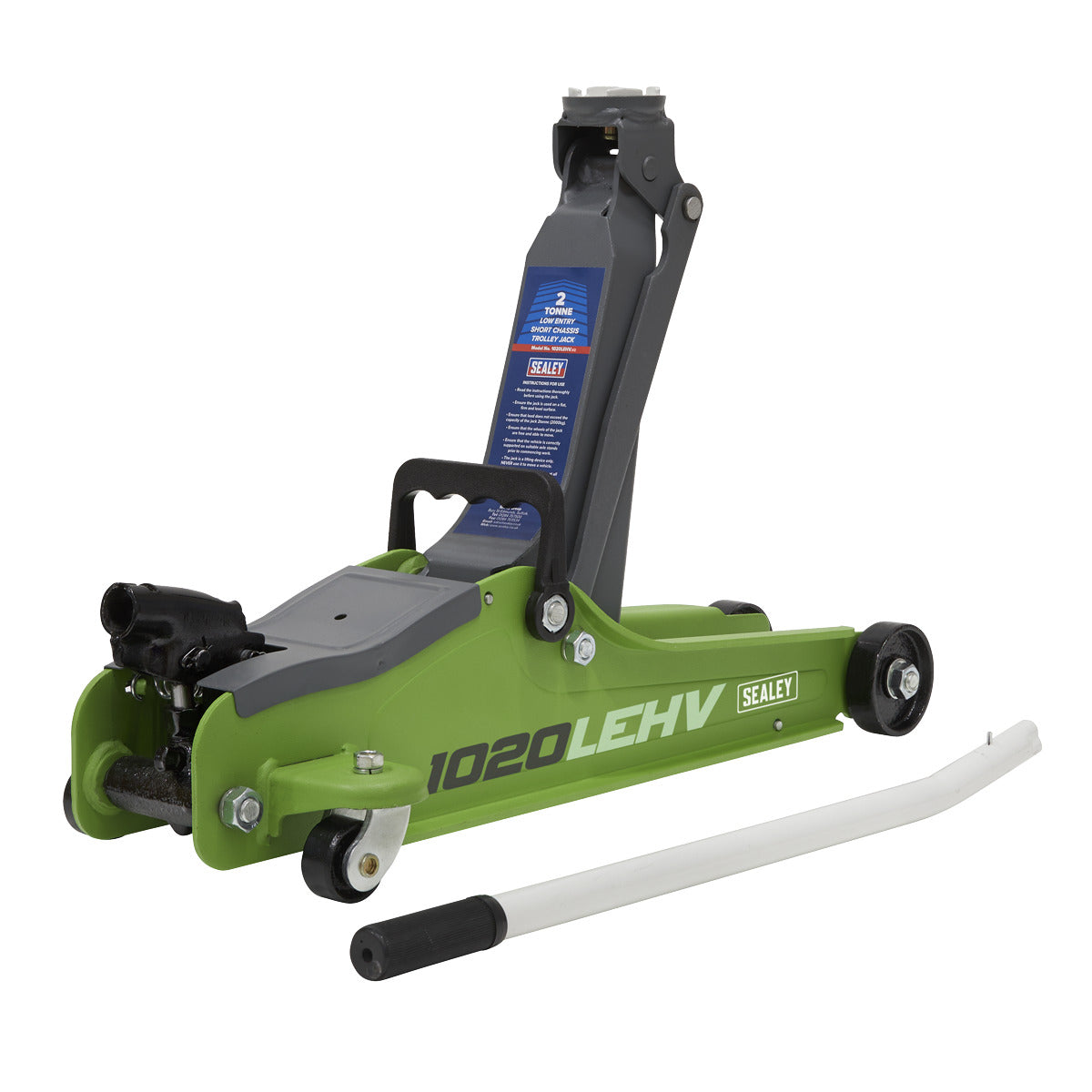 Sealey Low Entry Short Chassis Trolley Jack & Accessories Bag Combo, 2 Tonne - Green 1020LEHVBAGCOMBO