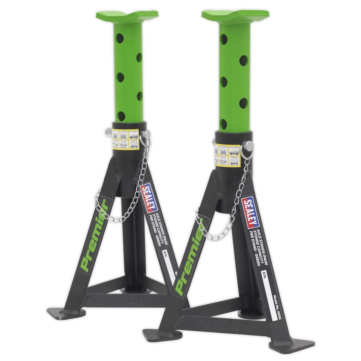 Sealey Premier Trolley Jack 3 Tonne & Axle Stands (Pair) 3 Tonne per Stand Combo - Image 7