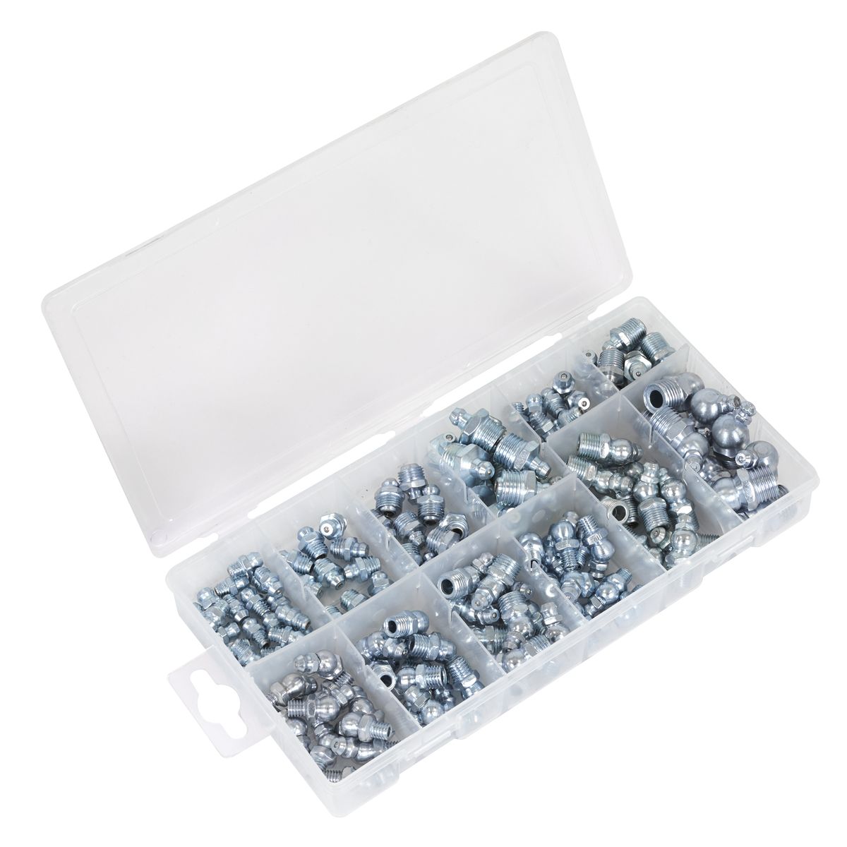 Sealey Metric/BSP/UNF Grease Nipple Assortment 130pc - Image 1