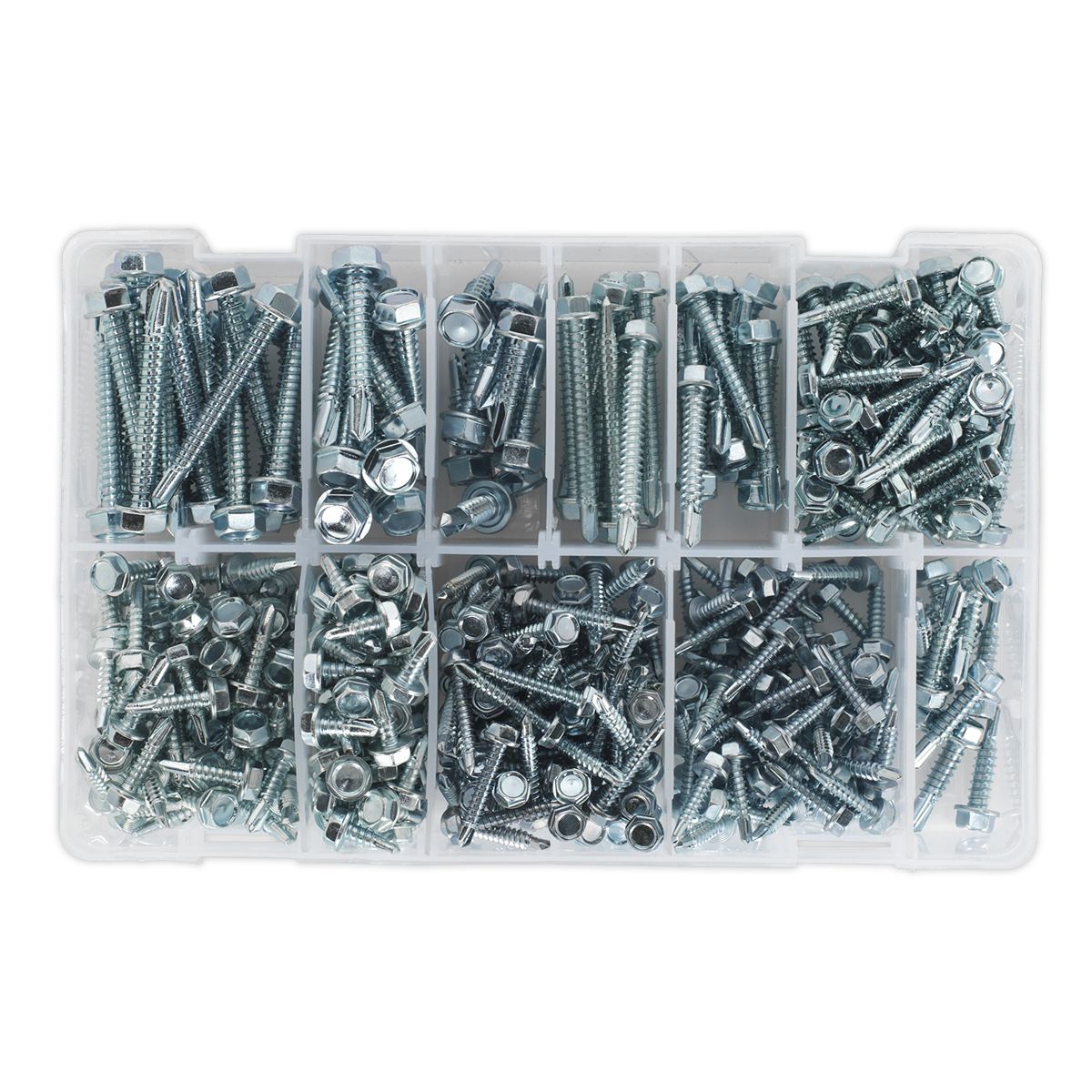 Sealey Zinc Plated Self-Drilling Screw Assortment Hex Head 410pc - Image 5