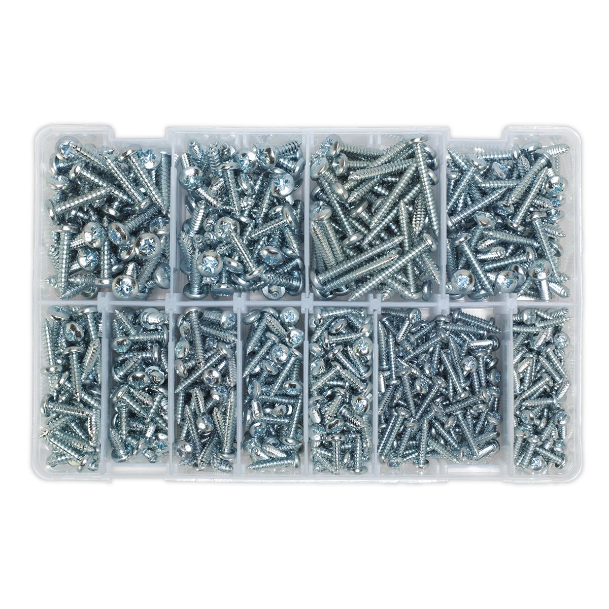 Sealey Zinc Plated Self-Tapping Pan Head Pozi Screw Assortment 700pc - DIN 7981CZ - Image 5