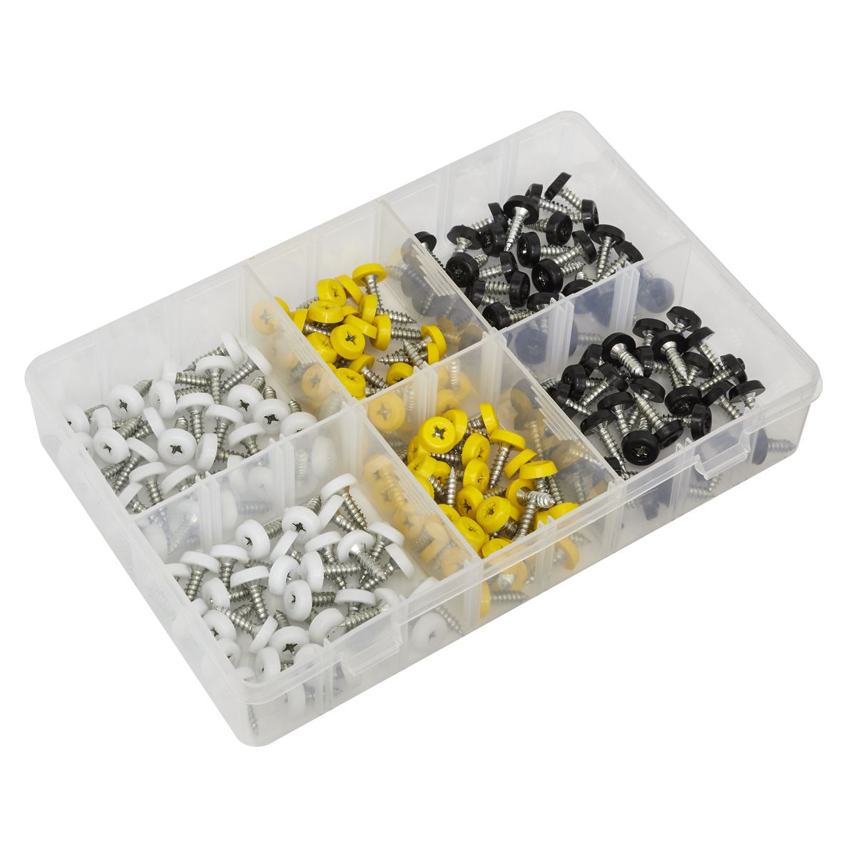 Sealey Numberplate Screw Assortment 4.8mm x 18mm 195pc - Plastic Enclosed Head - Image 7