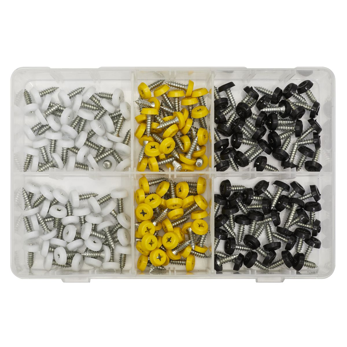 Sealey Numberplate Screw Assortment 4.8mm x 18mm 195pc - Plastic Enclosed Head - Image 10