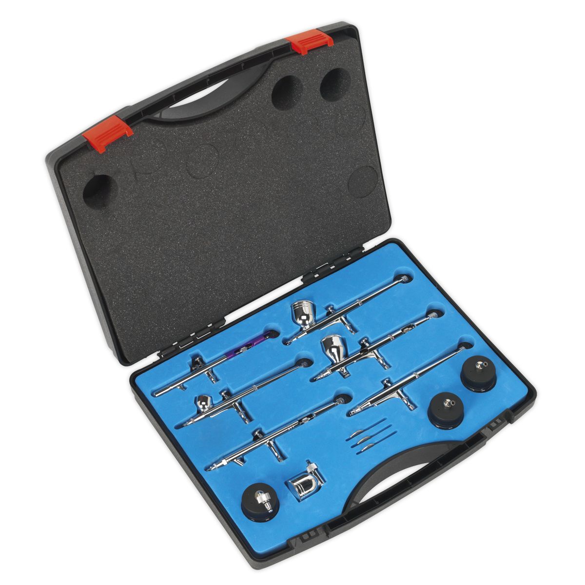 Sealey Mini Gravity/Suction Feed Air Brush Kit 10pc - Image 1