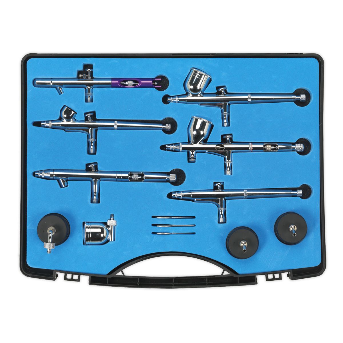 Sealey Mini Gravity/Suction Feed Air Brush Kit 10pc - Image 2