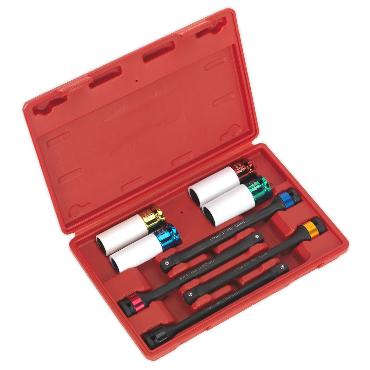 Sealey Torque Stick & Aluminium Wheel Impact Socket Set 1/2"Sq Drive 8pc - Image 1