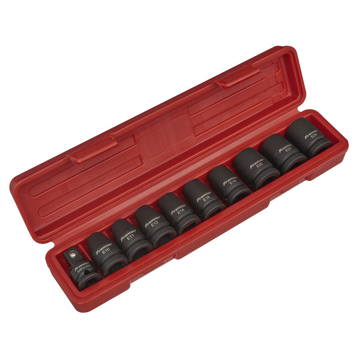 Sealey Premier Impact TRX-Star* Female Socket Set 1/2"Sq Drive 10pc - Image 1