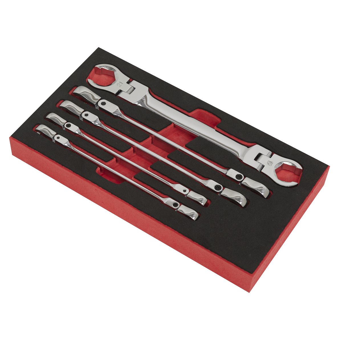 Sealey Premier Flexi-Head Flare Nut Spanner Set 5pc - Image 2