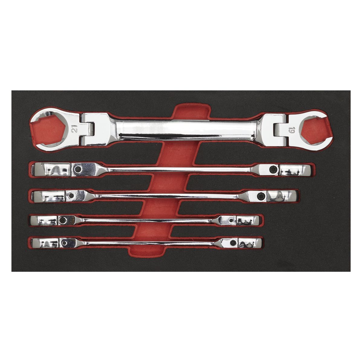 Sealey Premier Flexi-Head Flare Nut Spanner Set 5pc - Image 3