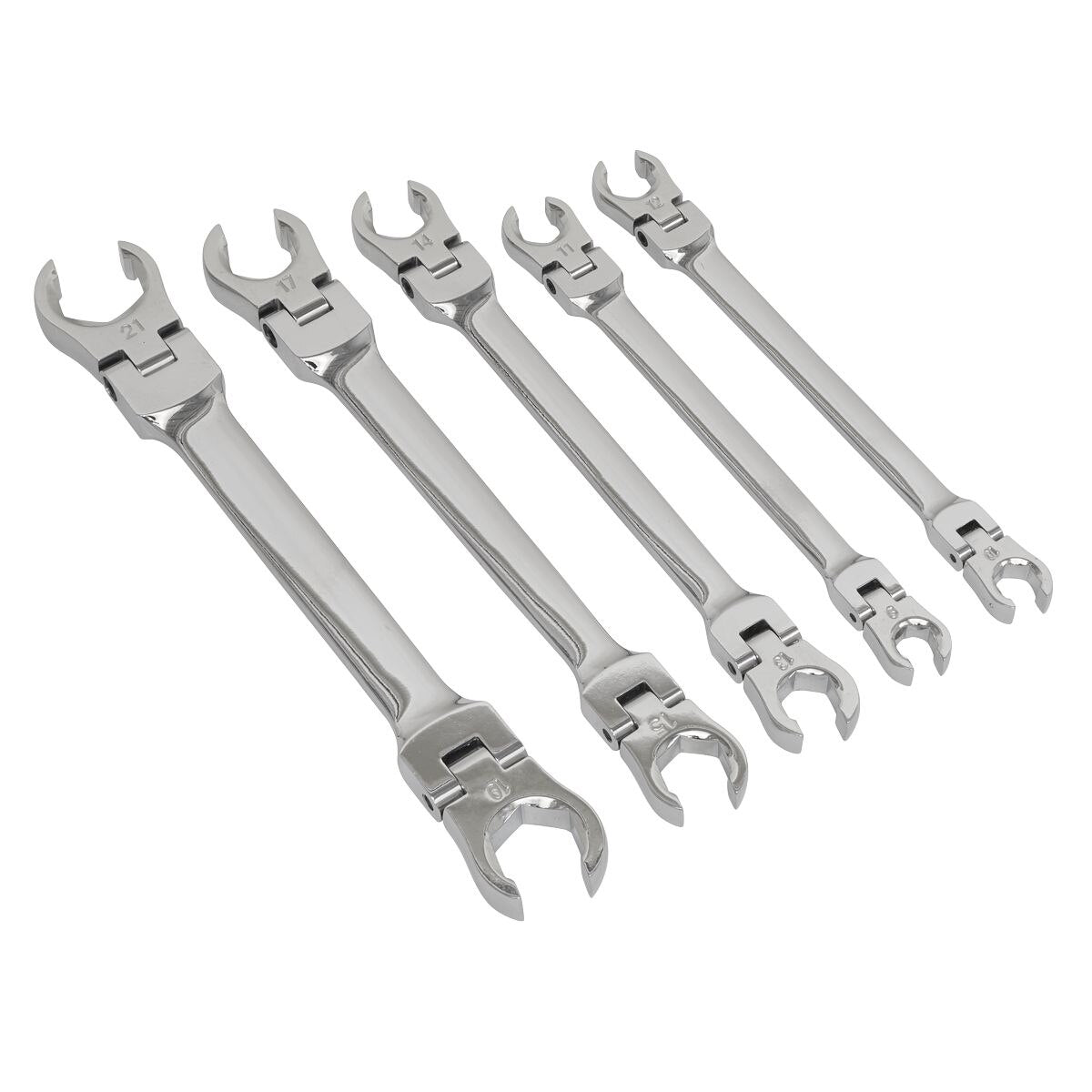 Sealey Premier Flexi-Head Flare Nut Spanner Set 5pc - Image 4