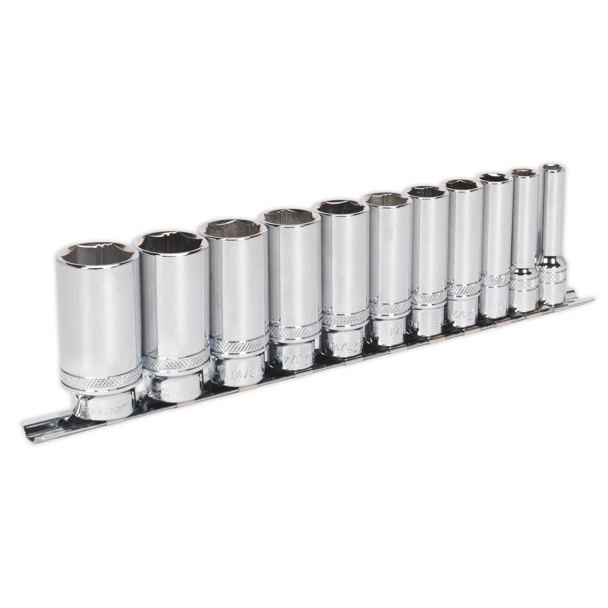 Sealey Premier Imperial Deep Lock-On Socket Set 3/8"Sq Drive 11pc - Image 1