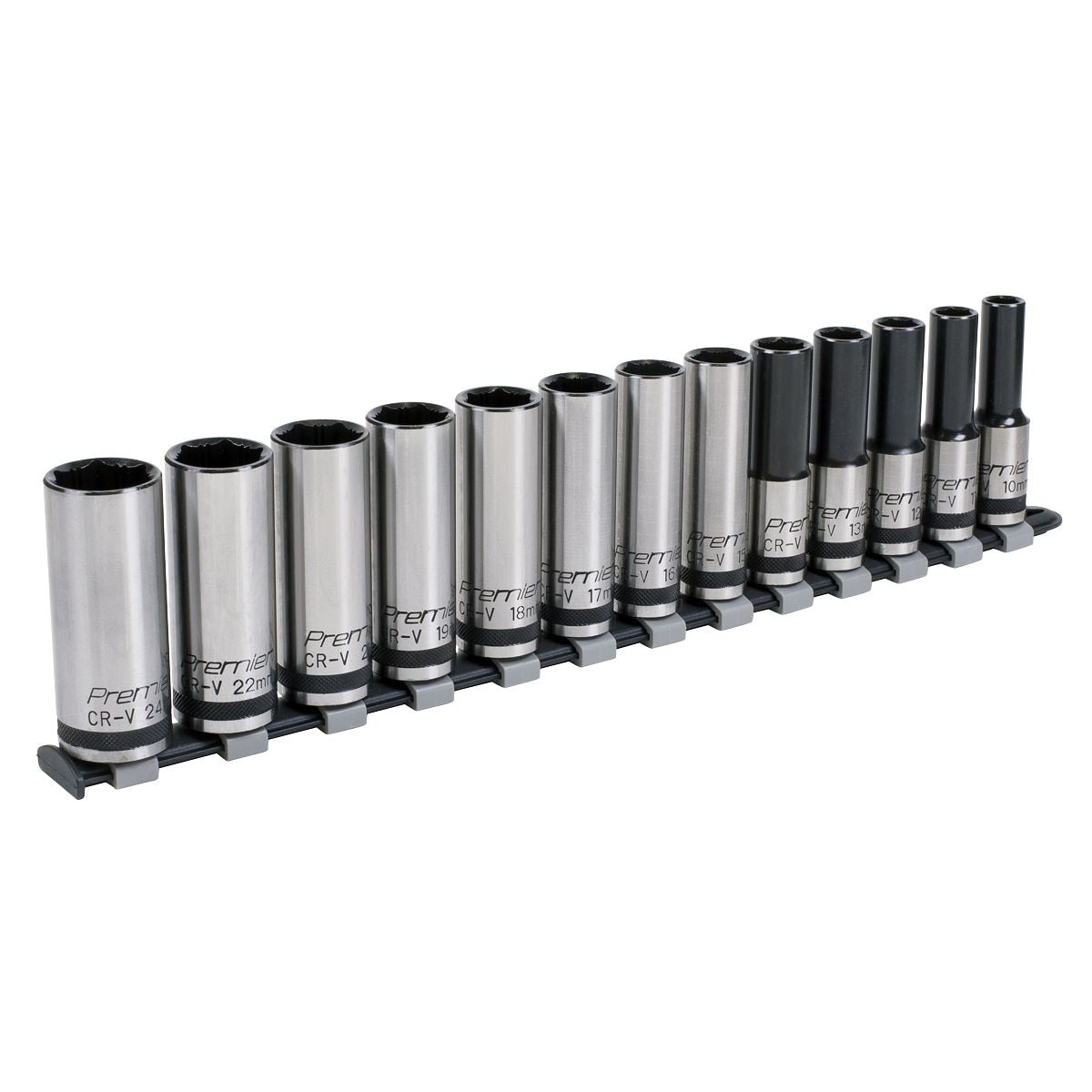 Sealey Premier Black Deep Lock-On Socket Set 1/2"Sq Drive 13pc - Image 1