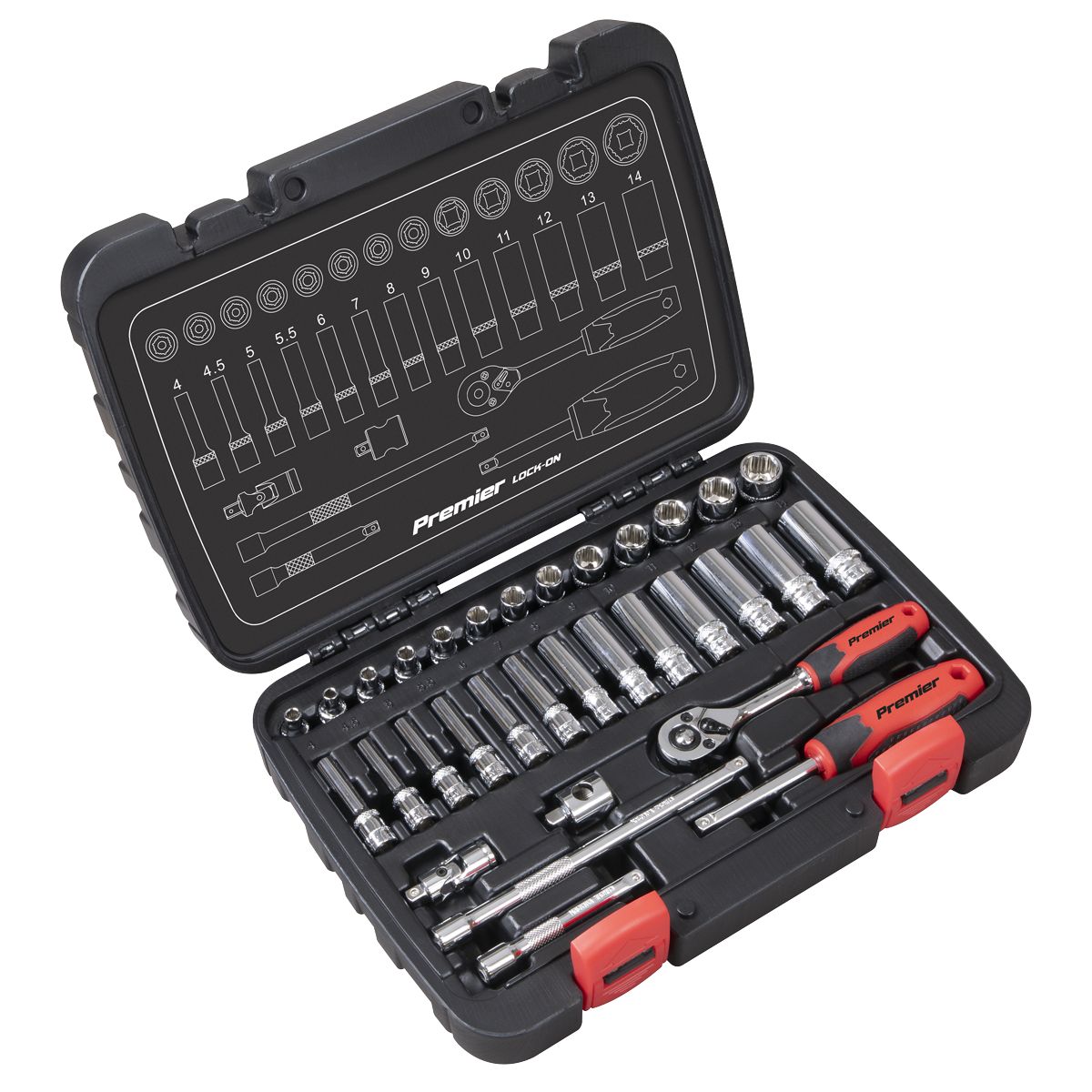 Sealey 1/4"Sq Drive Lock-On Socket Set 32pc - Image 1