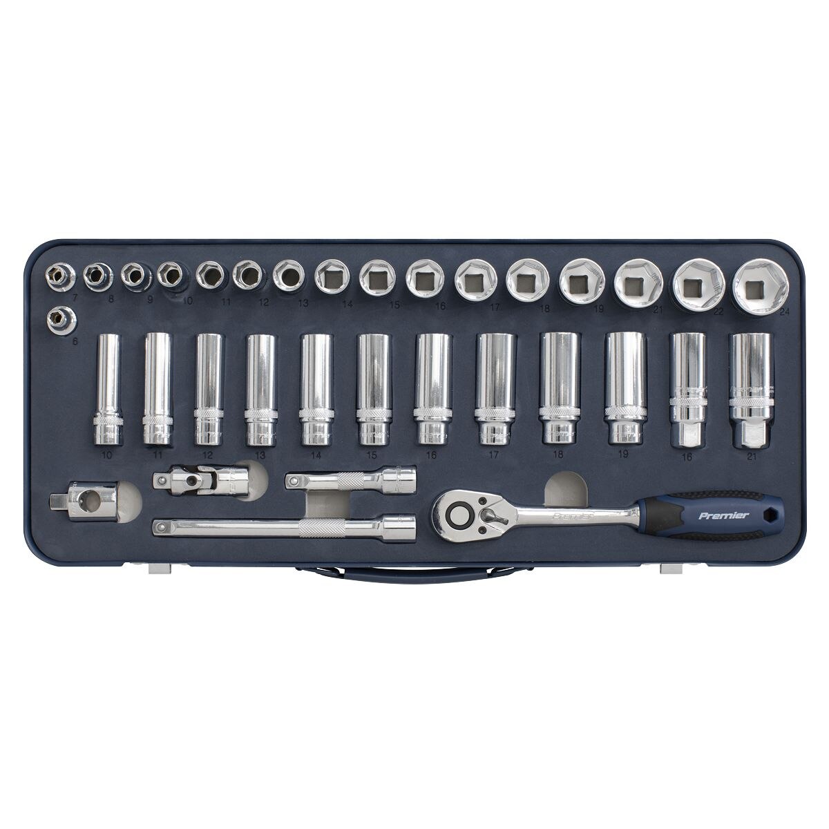 Sealey Premier Lock-On Socket Set 3/8"Sq Drive 34pc - Image 5