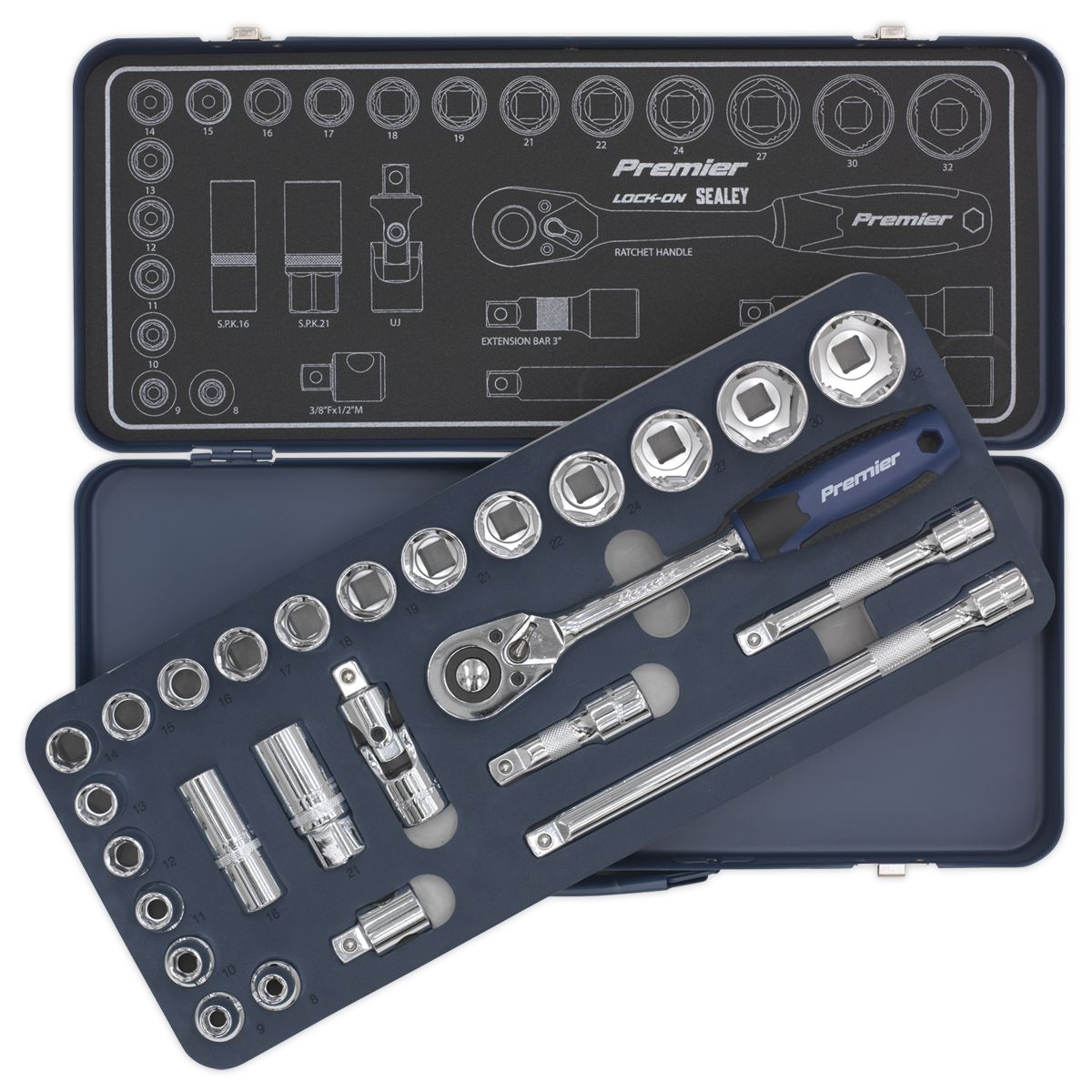 Sealey Premier Lock-On Socket Set 1/2"Sq Drive 26pc - Image 3