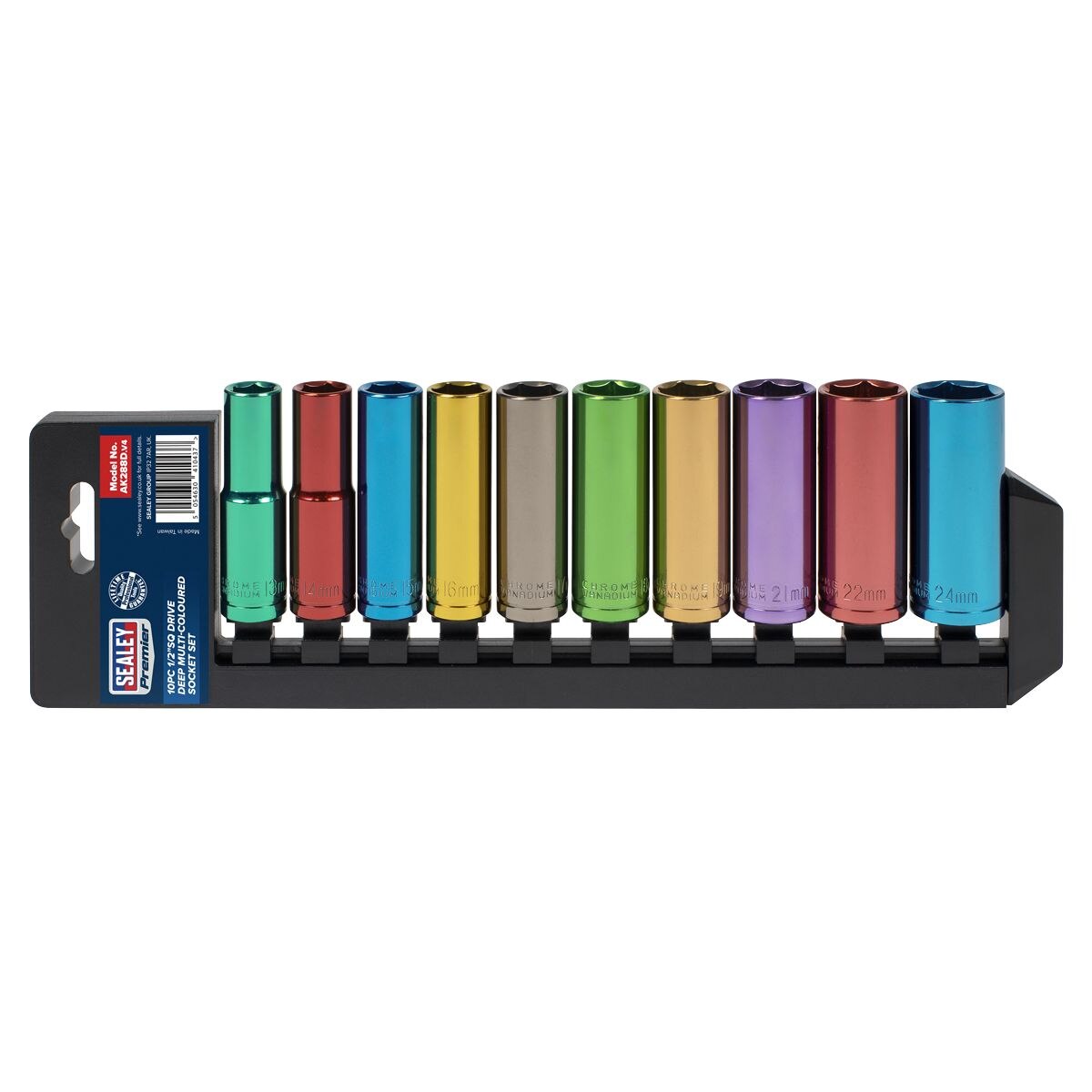 Sealey Premier Deep Multi-Coloured Socket Set 1/2"Sq Drive 10pc - Image 3