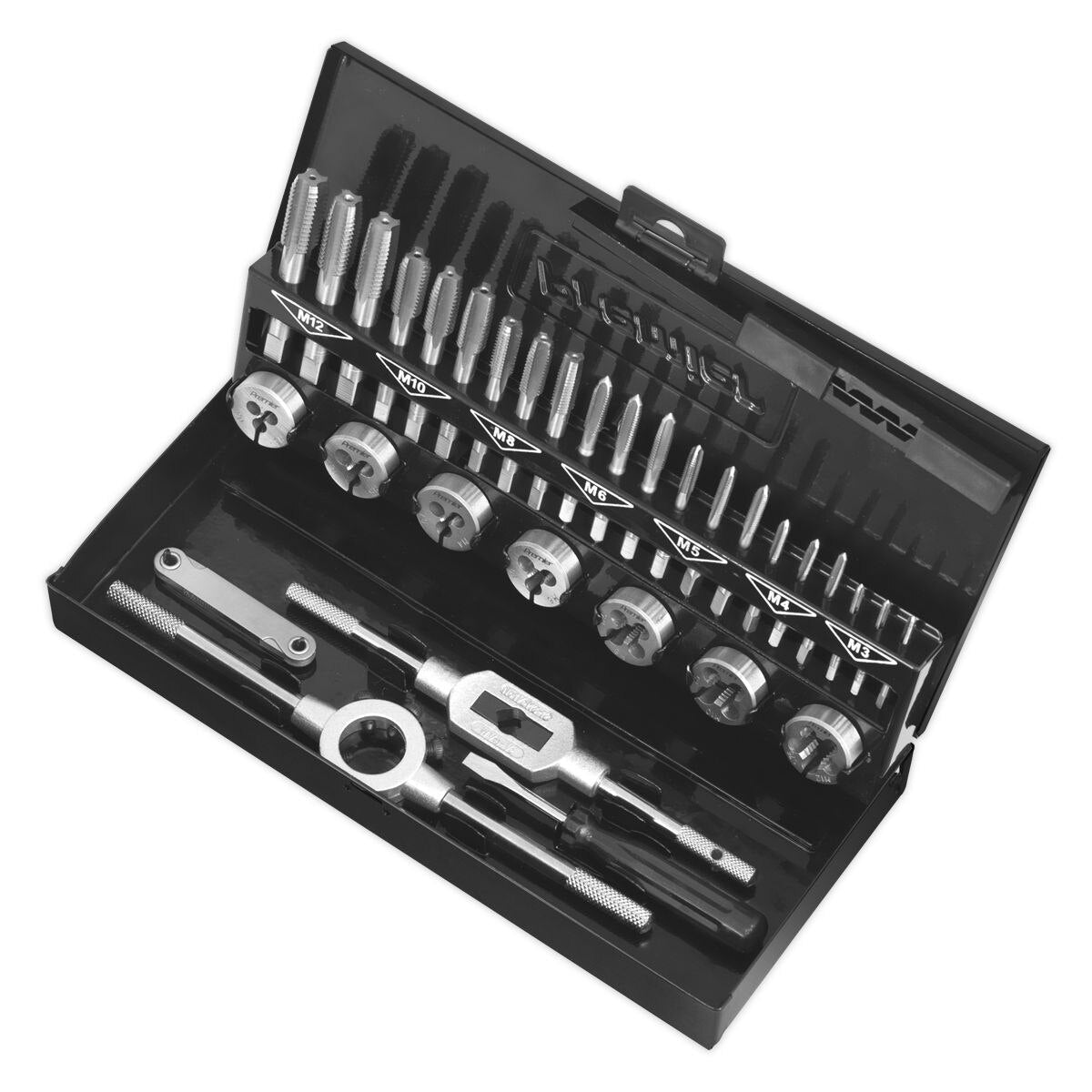 Sealey Metric Tap & Die Set Split Dies 32pc - HSS 4341 - Image 2