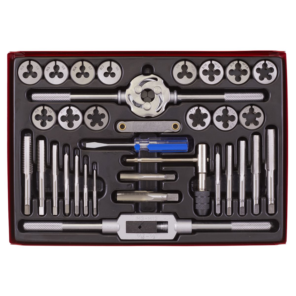 Sealey Metric/UNF/BSP Tap & Die Set Split Dies 33pc - Image 2