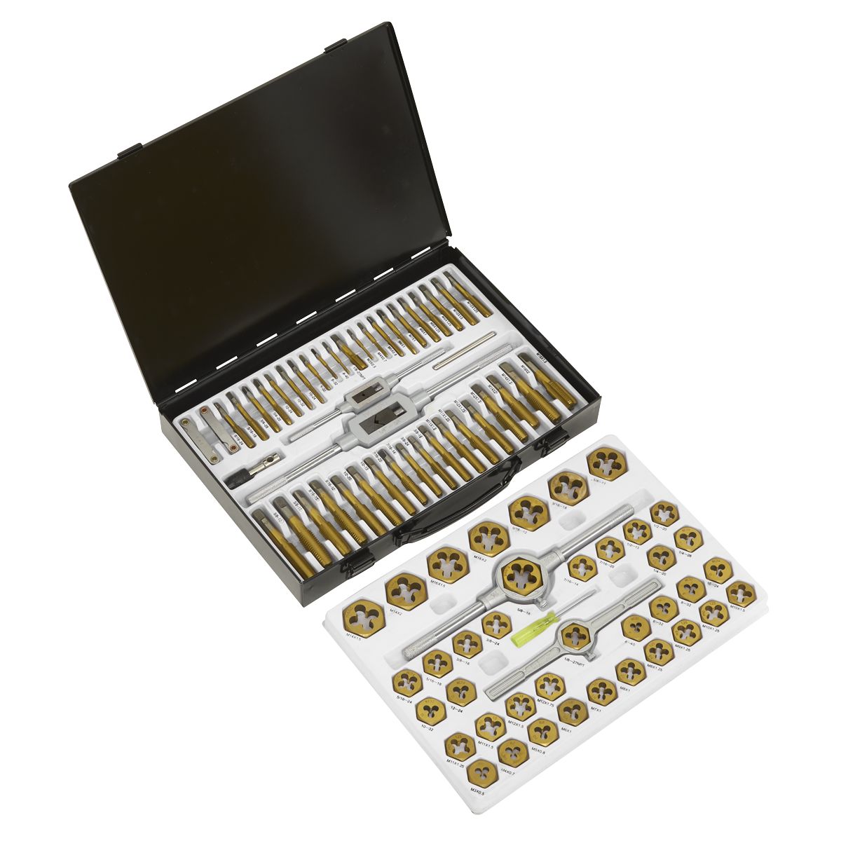 Sealey Metric & SAE/Imperial Hexagonal Tap & Die Set 86pc - Image 1