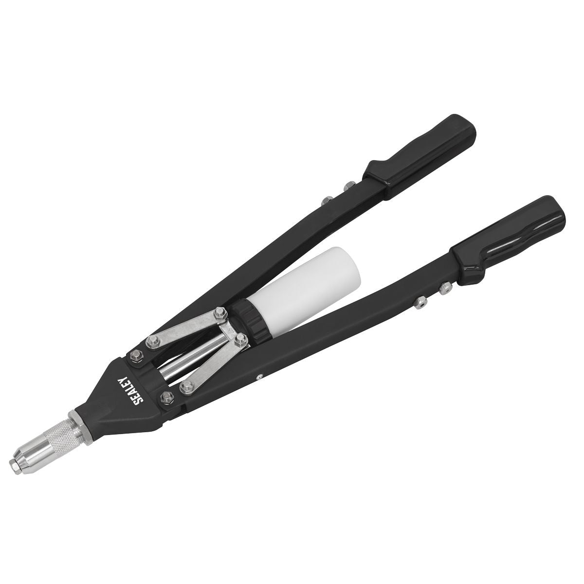Sealey Heavy-Duty Long-Arm Riveter with Collection Bowl - Image 1