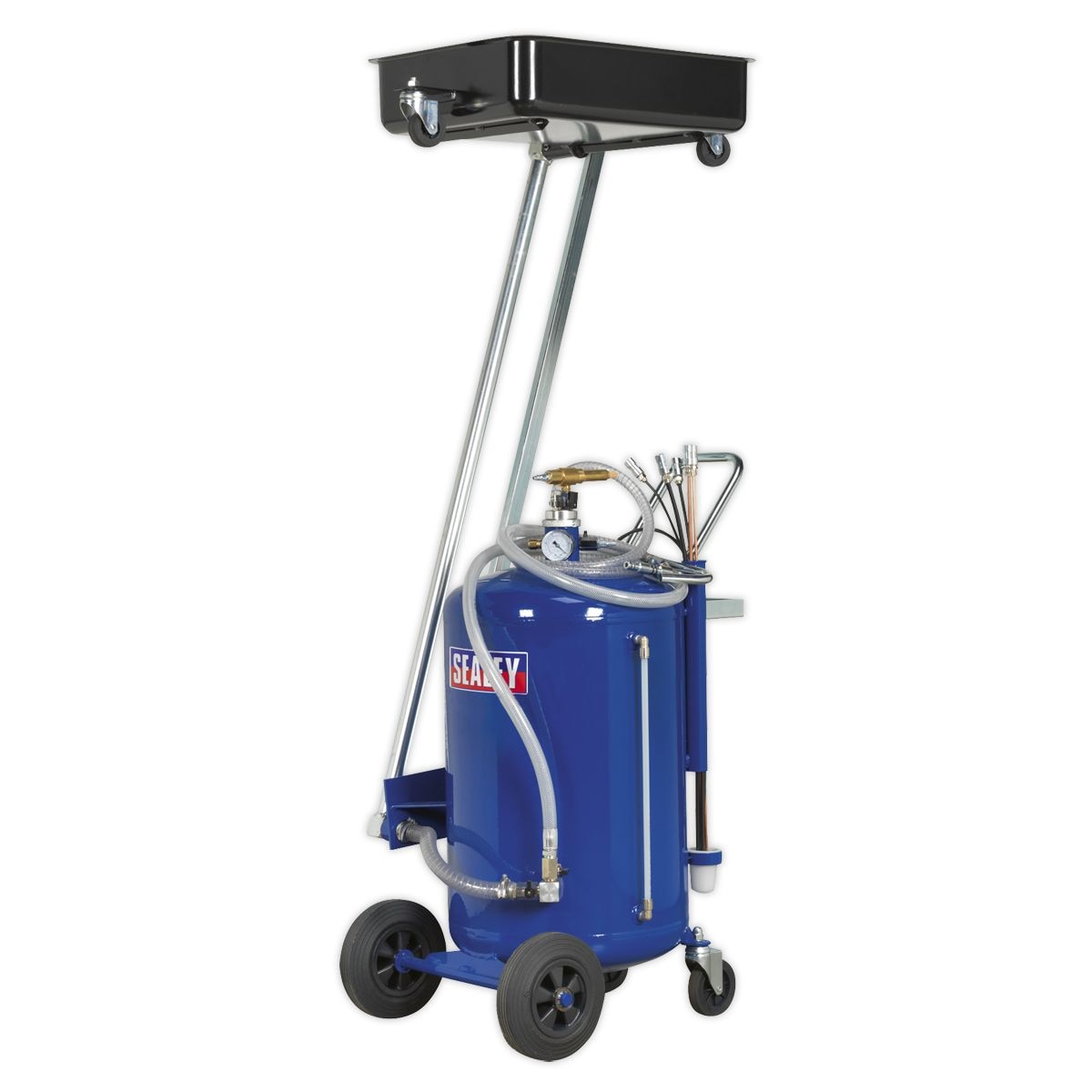 Sealey Cantilever Air Discharge Mobile Oil Drainer with Probes 80L - Image 1